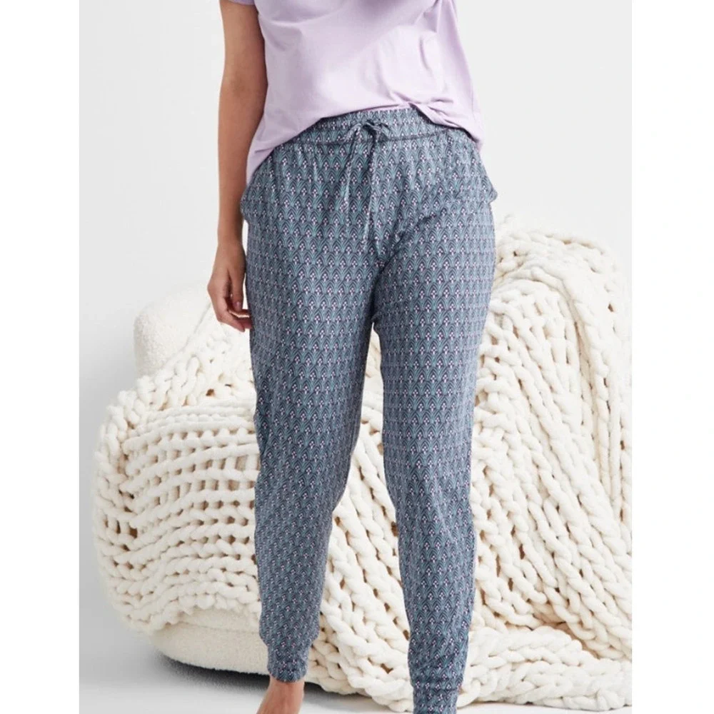 Brand New State of Day Women's Size 1X Leafy Geo Green Pajama Lounge Pants